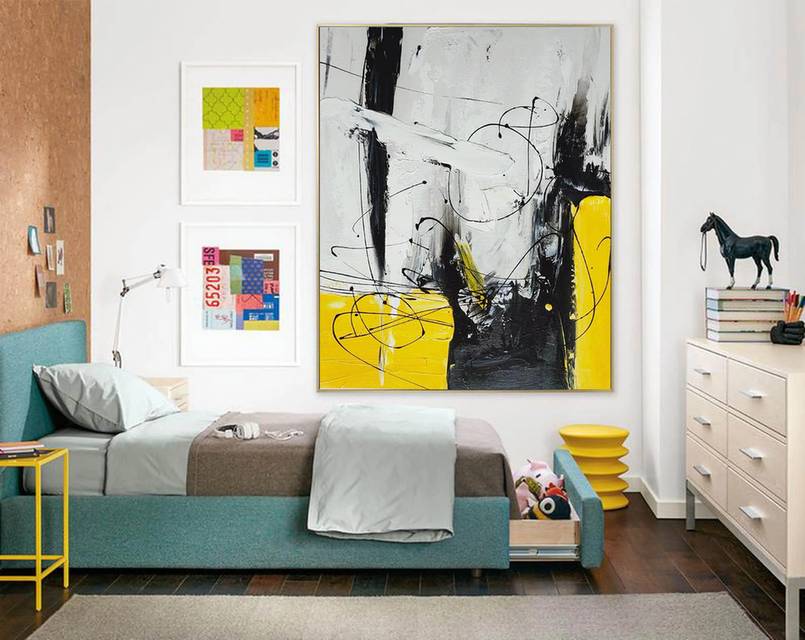 Black Modern Minimalist Abstract Canvas Wall Art KMV89 wall art